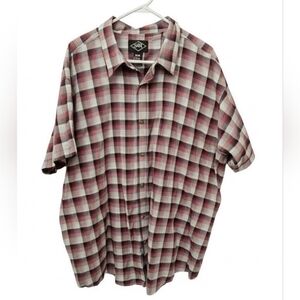 SGR Men's 3XL Short Sleeve Button Down Shirt Red Navy Blue Plaid Big & Tall